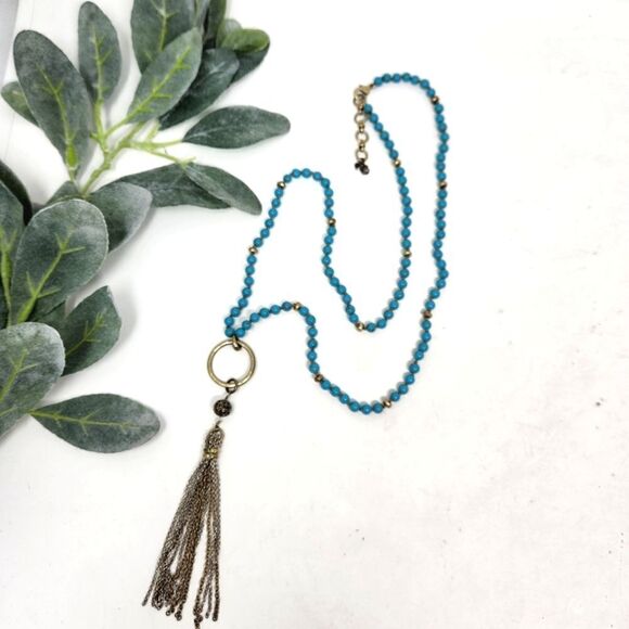 LUCKY BRAND Long Blue Beaded Tassel - Picture 1 of 6